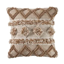 Kirkland's Home Neutral Geometric Pom Pom Pillow- Pillows