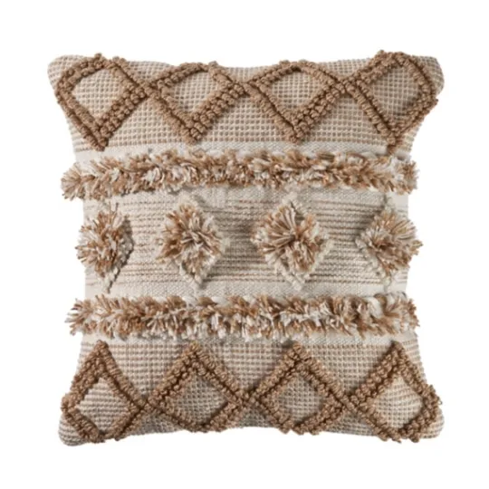 Kirkland's Home Neutral Geometric Pom Pom Pillow- Pillows