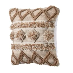 Kirkland's Home Neutral Geometric Pom Pom Pillow- Pillows