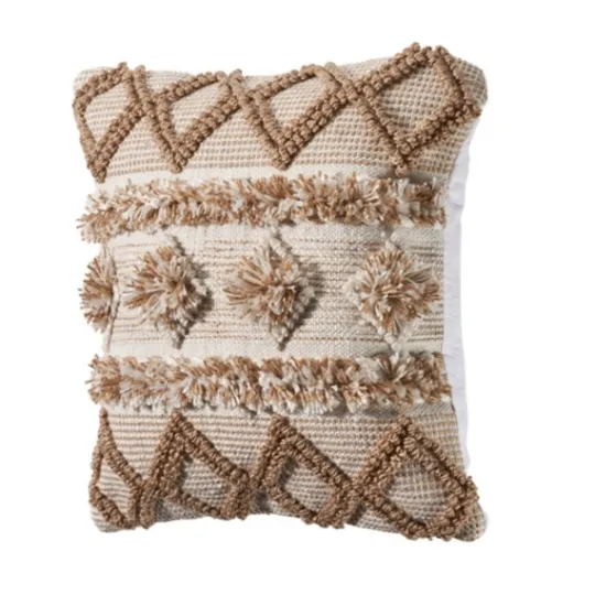Kirkland's Home Neutral Geometric Pom Pom Pillow- Pillows