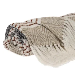 Kirkland's Home Neutral Herringbone Multi Striped Throw- Blankets & Throws
