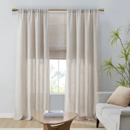 Kirkland's Home Neutral Linen Blend Curtain Panel Set, 84 In- Curtains & Drapes