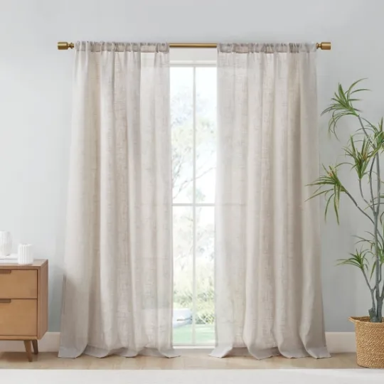 Kirkland's Home Neutral Linen Blend Curtain Panel Set, 84 In- Curtains & Drapes