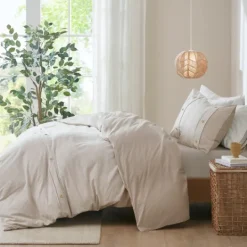 Kirkland's Home Neutral Oversized 3-Pc. Queen Duvet Cover Set- Duvets