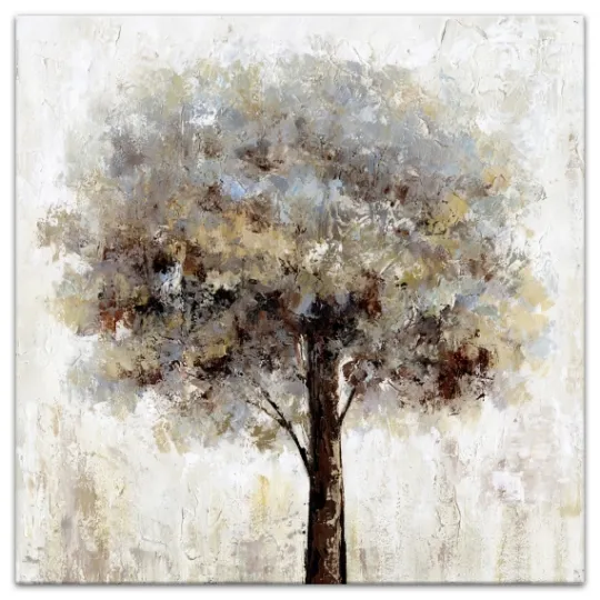 Kirkland's Home Neutral Painted Tree Square Canvas Art Print- Canvas Art