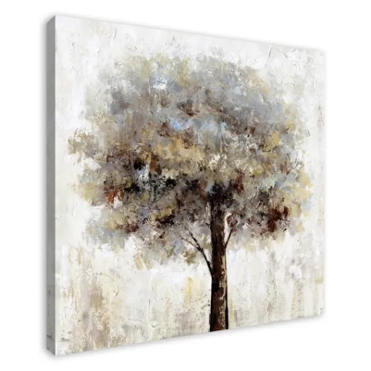 Kirkland's Home Neutral Painted Tree Square Canvas Art Print- Canvas Art