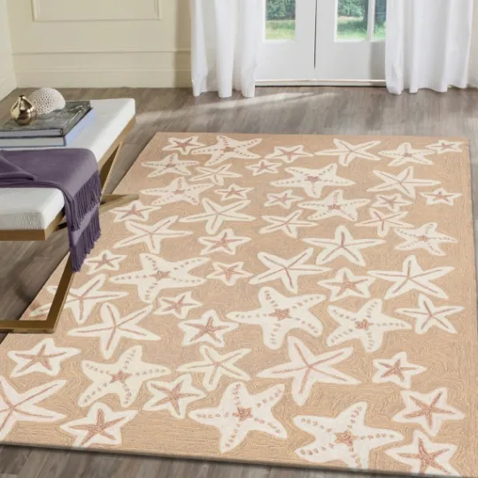 Kirkland's Home Neutral Starfish Outdoor Area Rug, 5X7- Outdoor Rugs