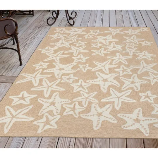 Kirkland's Home Neutral Starfish Outdoor Area Rug, 5X7- Outdoor Rugs