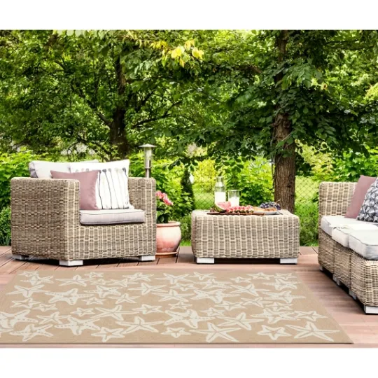 Kirkland's Home Neutral Starfish Outdoor Area Rug, 5X7- Outdoor Rugs