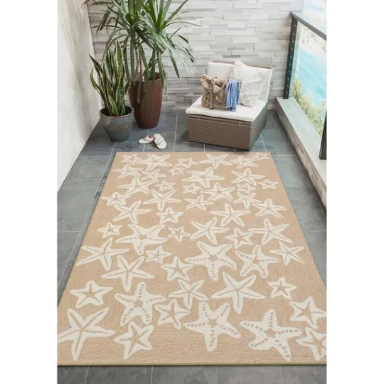 Kirkland's Home Neutral Starfish Outdoor Area Rug, 5X7- Outdoor Rugs