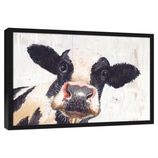Kirkland's Home Neutral Staring Cow Framed Canvas Art Print- Framed Art