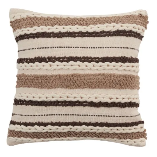 Kirkland's Home Neutral Striped Woven Square Throw Pillow- Pillows