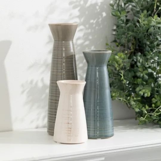 Kirkland's Home Neutral Wide Mouth Vases, Set Of 3- Vases