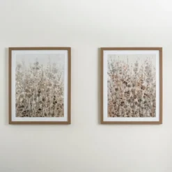 Kirkland's Home Neutral Wildflowers I Framed Art Print- Framed Art