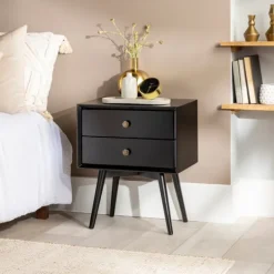 Kirkland's Home Nightshade Mid Century Wooden Nightstand- Nightstands