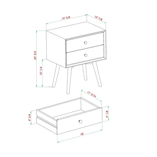 Kirkland's Home Nightshade Mid Century Wooden Nightstand- Nightstands