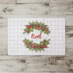 Kirkland's Home Noel Wreath Christmas Kitchen Mat- Kitchen & Floor Mats