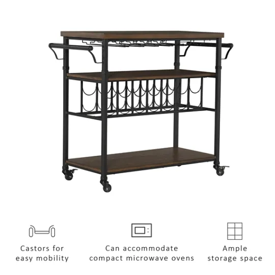 Kirkland's Home Norcross Industrial Rolling Bar Cart- Kitchen Islands & Bar Carts