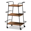 Kirkland's Home Norris Walnut 3-Tier Mobile Bar Cart- Kitchen Islands & Bar Carts