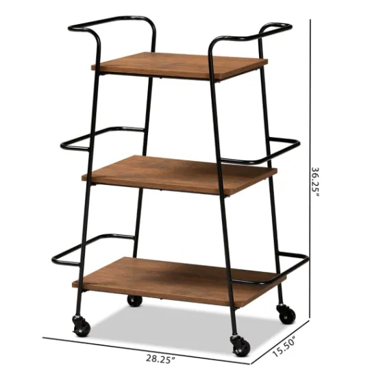 Kirkland's Home Norris Walnut 3-Tier Mobile Bar Cart- Kitchen Islands & Bar Carts