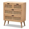 Kirkland's Home Oak And Rattan 4-Drawer Chest- Dressers & Chests