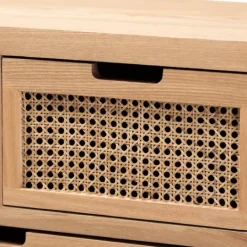 Kirkland's Home Oak And Rattan 4-Drawer Chest- Dressers & Chests