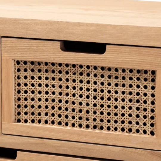 Kirkland's Home Oak And Rattan 4-Drawer Chest- Dressers & Chests
