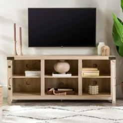 Kirkland's Home Oak Barn Doors Tv Stand- Tv Stands & Media Consoles