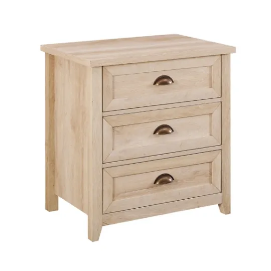 Kirkland's Home Oak Bronze Cupped Handle Nightstand- Dressers & Chests