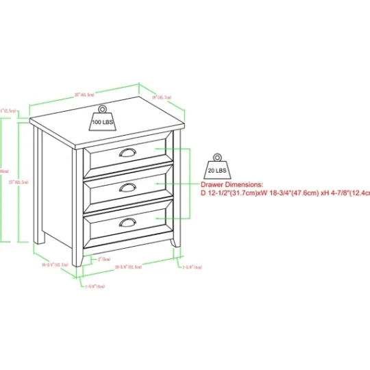 Kirkland's Home Oak Bronze Cupped Handle Nightstand- Dressers & Chests