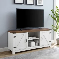 Kirkland's Home Oak Farmhouse Double Door Tv Stand- Tv Stands & Media Consoles