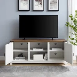 Kirkland's Home Oak Farmhouse Double Door Tv Stand- Tv Stands & Media Consoles