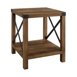 Kirkland's Home Oak Industrial X-Frame Accent Table- Accent & End Tables