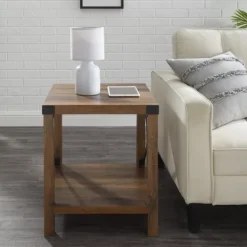 Kirkland's Home Oak Industrial X-Frame Accent Table- Accent & End Tables