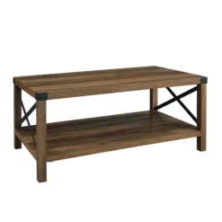 Kirkland's Home Oak Industrial X-Frame Coffee Table- Coffee Tables