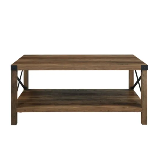 Kirkland's Home Oak Industrial X-Frame Coffee Table- Coffee Tables
