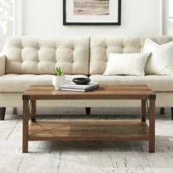 Kirkland's Home Oak Industrial X-Frame Coffee Table- Coffee Tables