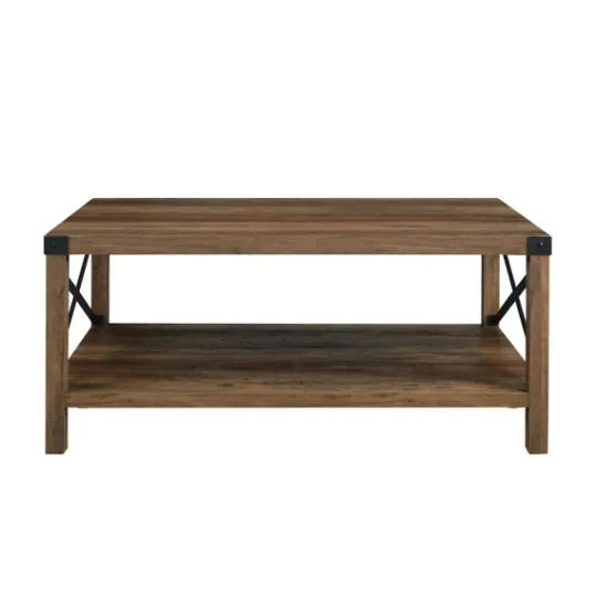 Kirkland's Home Oak Industrial X-Frame Coffee Table- Coffee Tables