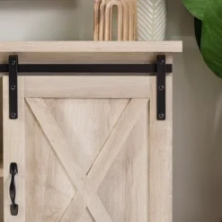 Kirkland's Home Oak Sliding Barn Door Tv Stand- Tv Stands & Media Consoles