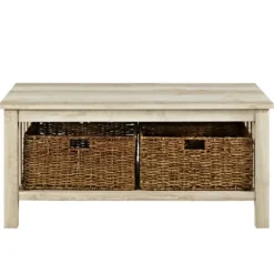 Kirkland's Home Oak Traditional Wooden Basket Coffee Table- Coffee Tables