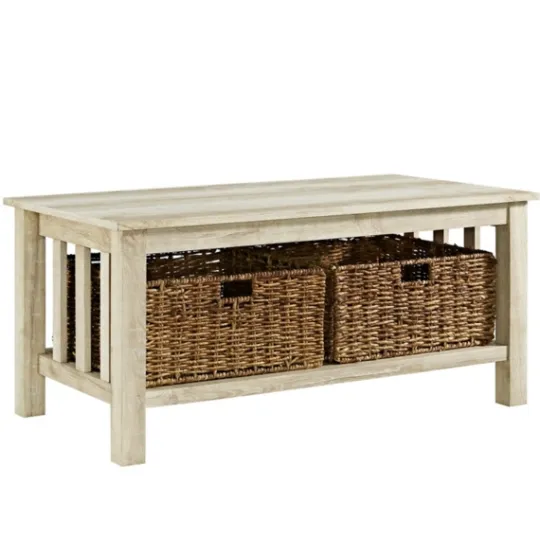Kirkland's Home Oak Traditional Wooden Basket Coffee Table- Coffee Tables