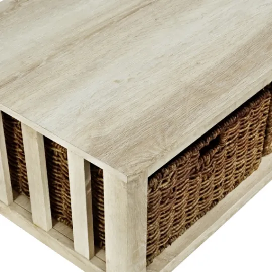 Kirkland's Home Oak Traditional Wooden Basket Coffee Table- Coffee Tables