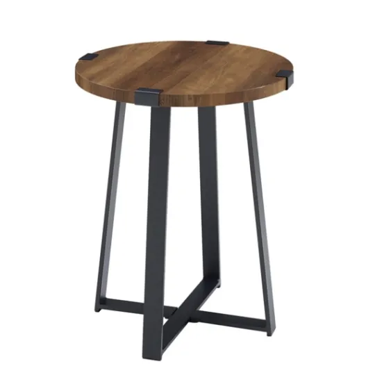 Kirkland's Home Oak Urban Rustic Round Accent Table- Accent & End Tables