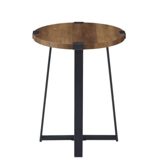 Kirkland's Home Oak Urban Rustic Round Accent Table- Accent & End Tables