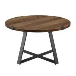 Kirkland's Home Oak Urban Rustic Round Coffee Table- Coffee Tables