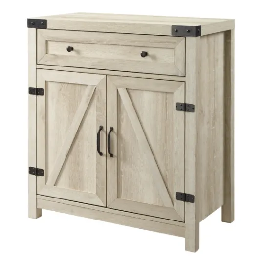 Kirkland's Home Oak Wash Wooden And Metal Barn Door Cabinet- Cabinets & Sideboards
