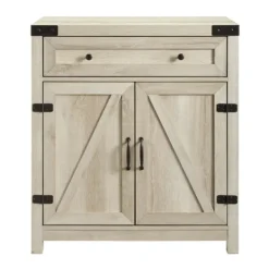 Kirkland's Home Oak Wash Wooden And Metal Barn Door Cabinet- Cabinets & Sideboards