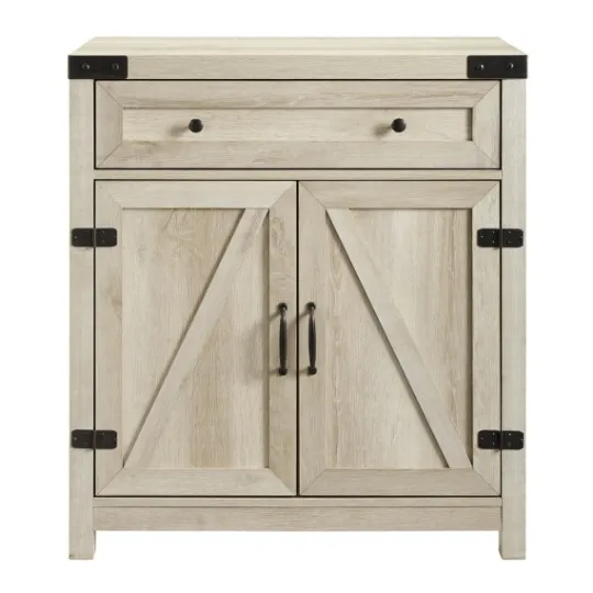 Kirkland's Home Oak Wash Wooden And Metal Barn Door Cabinet- Cabinets & Sideboards