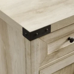 Kirkland's Home Oak Wash Wooden And Metal Barn Door Cabinet- Cabinets & Sideboards