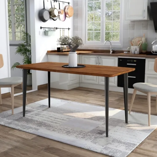 Kirkland's Home Oak Wood And Metal Dining Table- Dining Tables